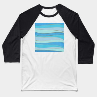 Waves Pattern - Golden Glitter Baseball T-Shirt